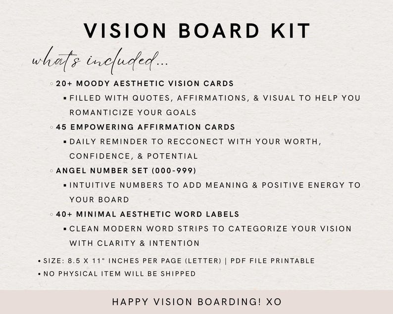 Numeric Vision Board 2026 Moody & Soft Vision Board Kit, Vision Board Business, Minimalist ...