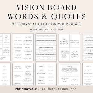 Schwarz & Weiß Vision Board Wörter, Druckbares Vision Board Kit, Gebet Vision Board, Vision Board Vorlage, Vision Board für Unternehmer
