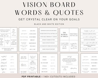 Black & White Vision Board Words, 2026 Printable Vision Board Kit, Prayer Vision Board, Vision Board Template, Vision Board for Entrepreneur