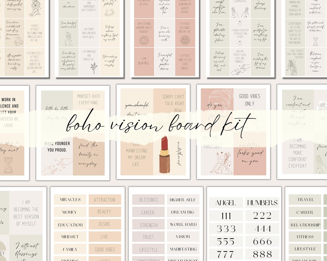 Boho Vision Board Kit Printable | Vision Board for Entrepreneurs ...