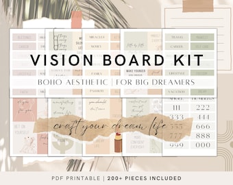 Boho Vision Board Kit for Entrepreneurs, 2026 Vision Board Printable, Vision Board Planner, Vision Board Diary, Vision Board Words