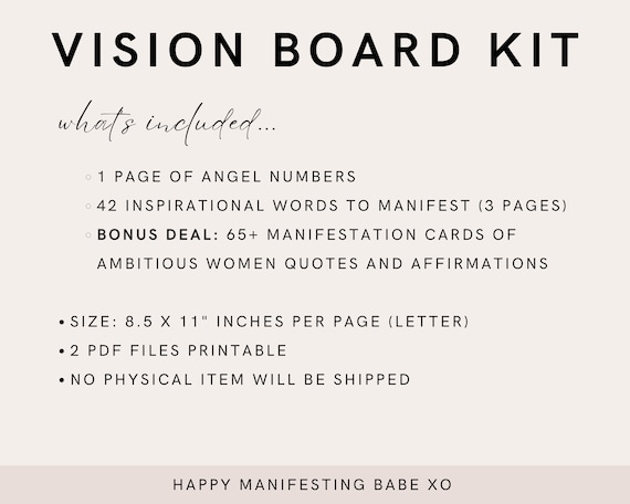 Career Finance Vision Board Printable Kit 2024, Manifesting Affirmations,  Goal Planner, Quote Cards, Dream Board Party, Law of Attraction -   Canada