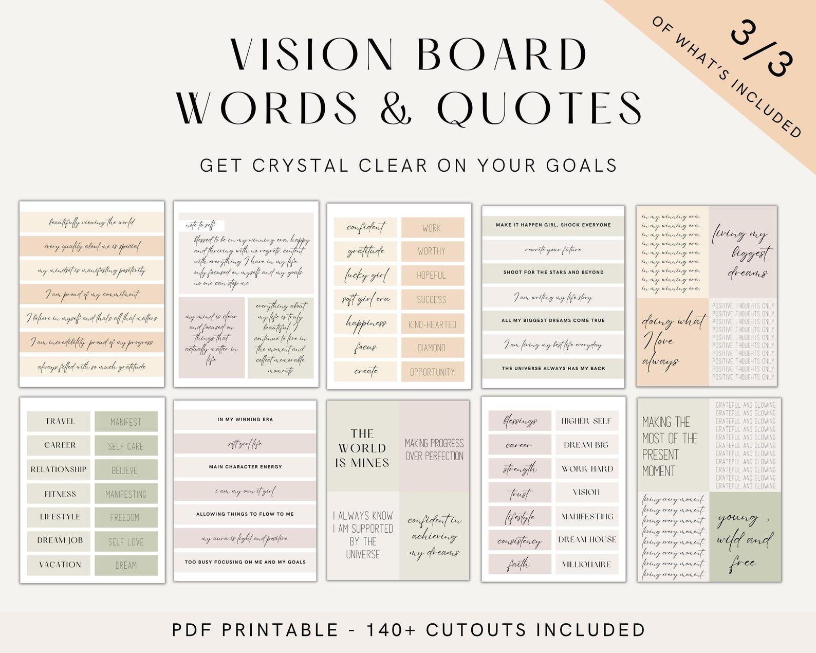 2025 Printable Vision Board Words, Printable Vision Board Kit, Vision