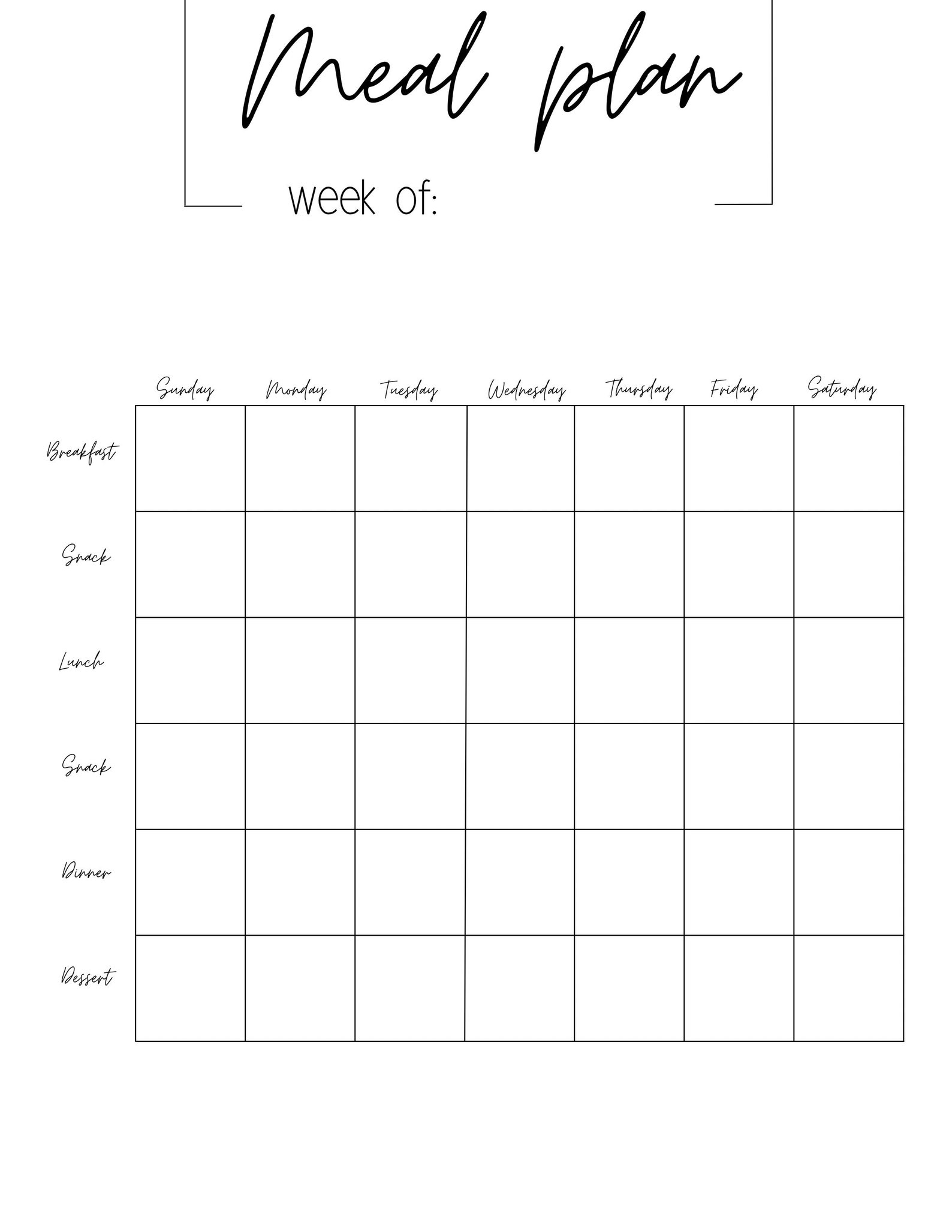 Simple *printable* Weekly Meal Planner and Grocery List - Etsy