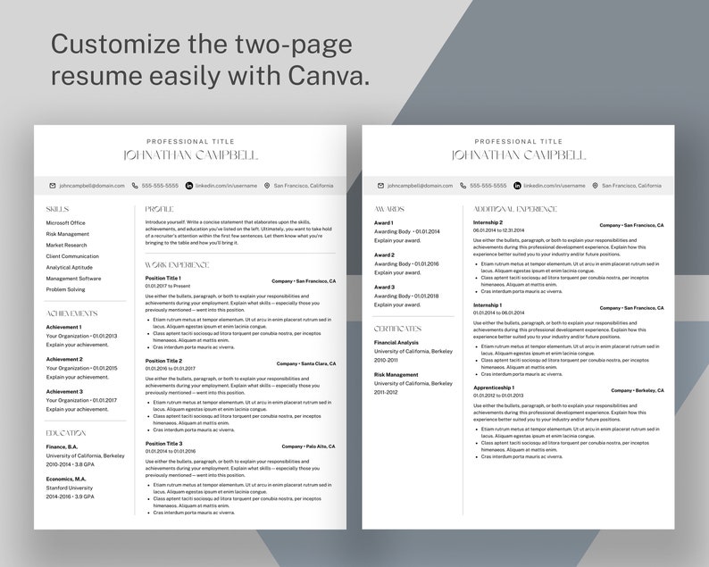 ATS Friendly Resume Template for Canva ATS Optimized Light Dark ATS Friendly Resume Template for Canva ATS Optimized Light Dark