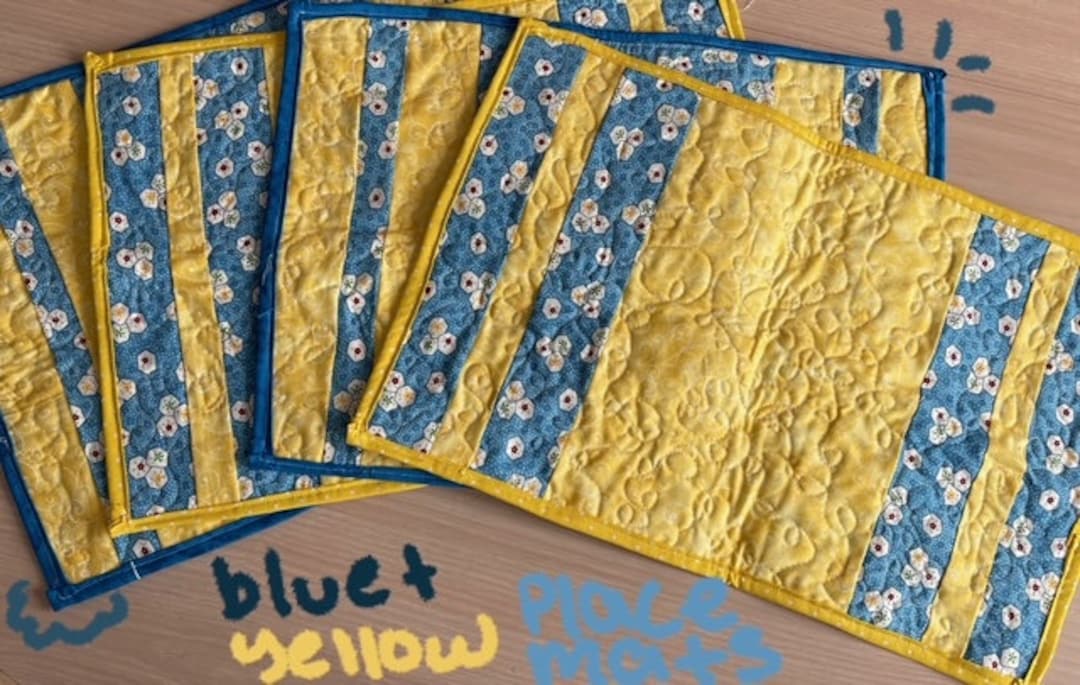 Blue and Yellow Placemats Etsy
