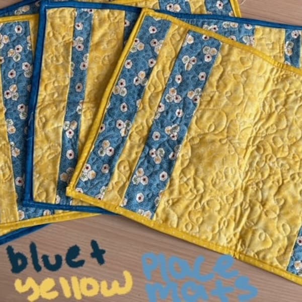 Placemat Blue and Yellow Etsy