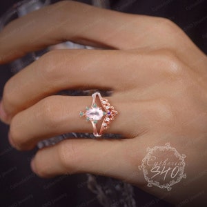 Rhodium Plated Pear Rose Quartz Charm