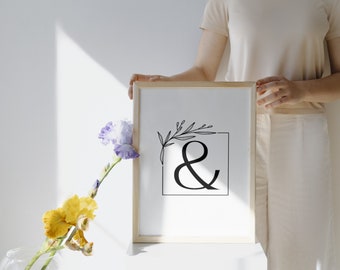 Arte de pared imprimible de símbolo moderno rústico "&" / 8 x 10 / 11 x 17 / 18 x 24 / 24 x 36 / PNG