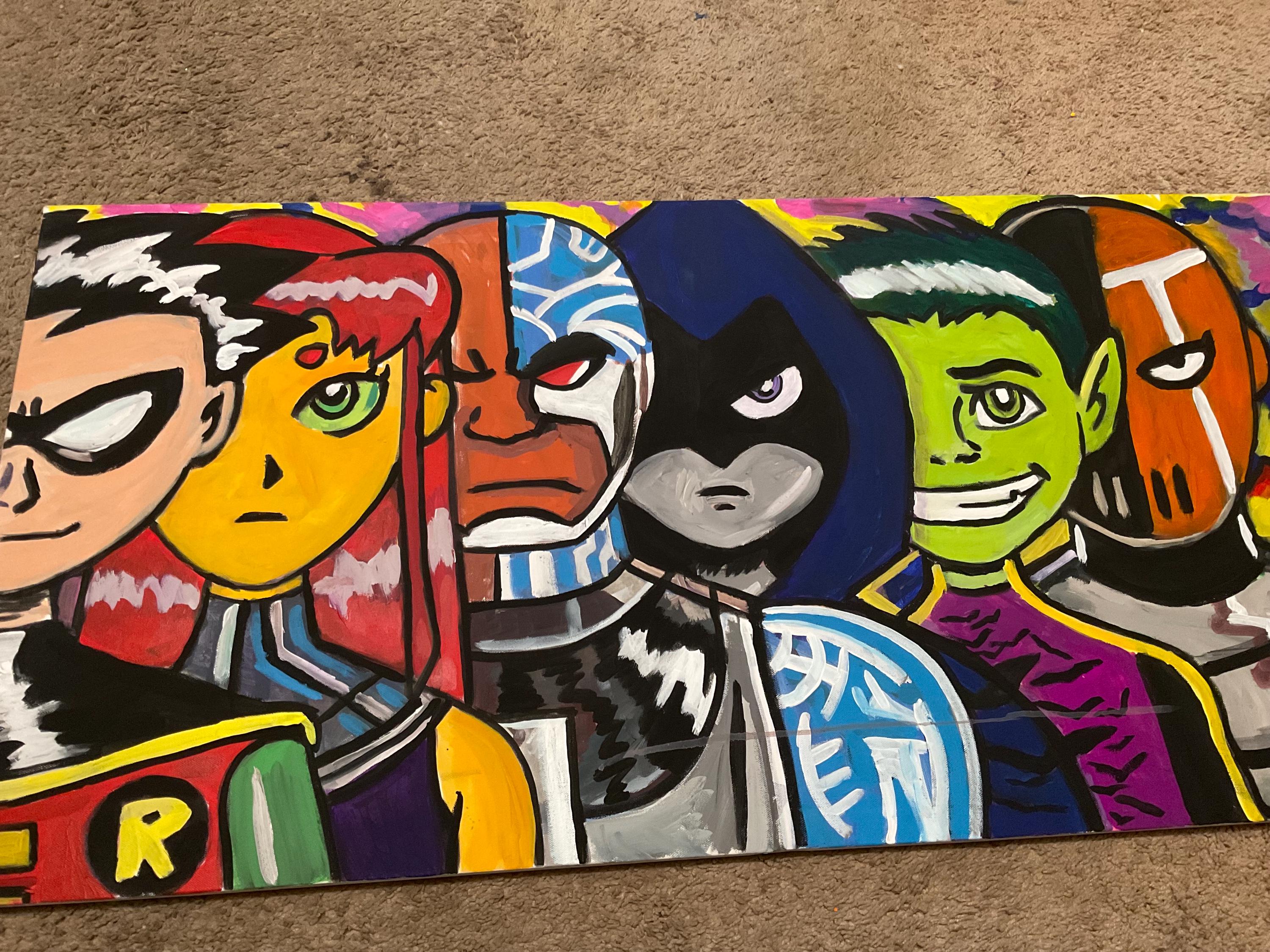 Teen Titans Animated 2003 Series Nostalgia Cartoon Art Acrylic Painting