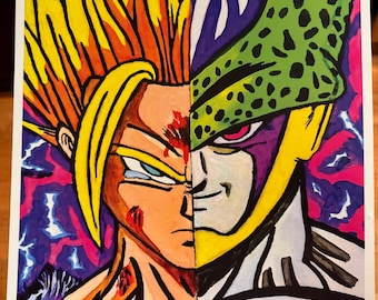 ¡Super Sayain 2 Gohan lo dejó ir! Impresión artística de Cell Mashup Perfect