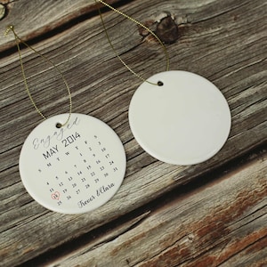 Personalized Ornament Calendar, Wedding Gift, Married Ornament, Wedding Date Anniversary, Our First Christmas Newlywed Gift Engagement Gift