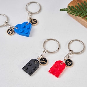 Heart Keychain Set, Personalized Initial Heart Keychain, Couples Gift Best Friends, Matching Keychain, Christmas Gift, Anniversary Gift