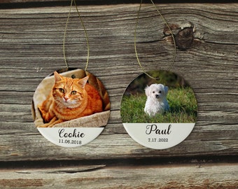 Haustier-Geburts-Denkmal, Haustier-Verlust-Geschenk, Haustier-Denkmal-Geschenk, Hunde-Foto-Ornament, Katze-Sympathie-Geschenk, individuelles Hunde-Ornament, Haustier-Verlust