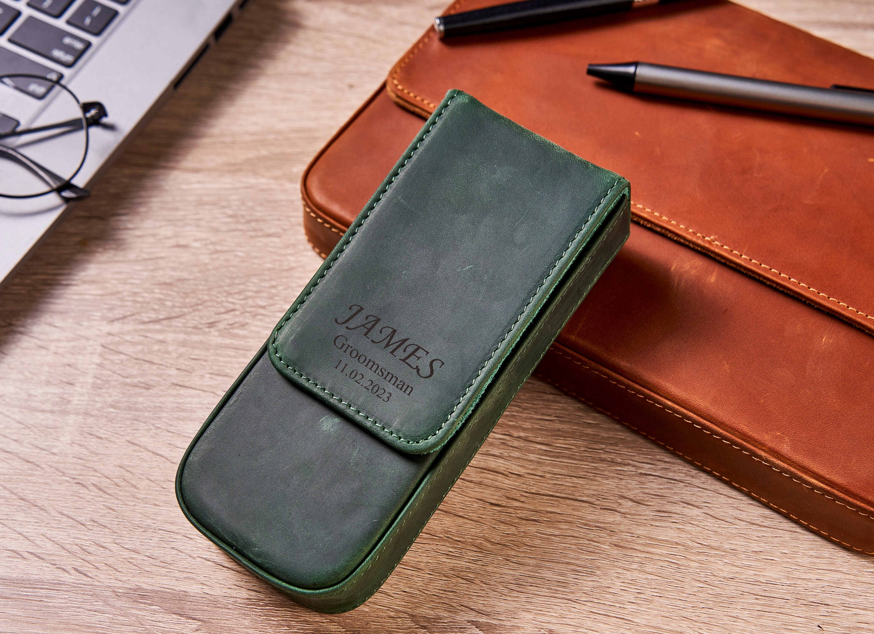 Personalized Leather Pen Case, 3/6/12 Slots Pen Holder, Travel Pen Case, Pen Display Box, Pen Storage Organizer, Gift for Him, Fathers Day
