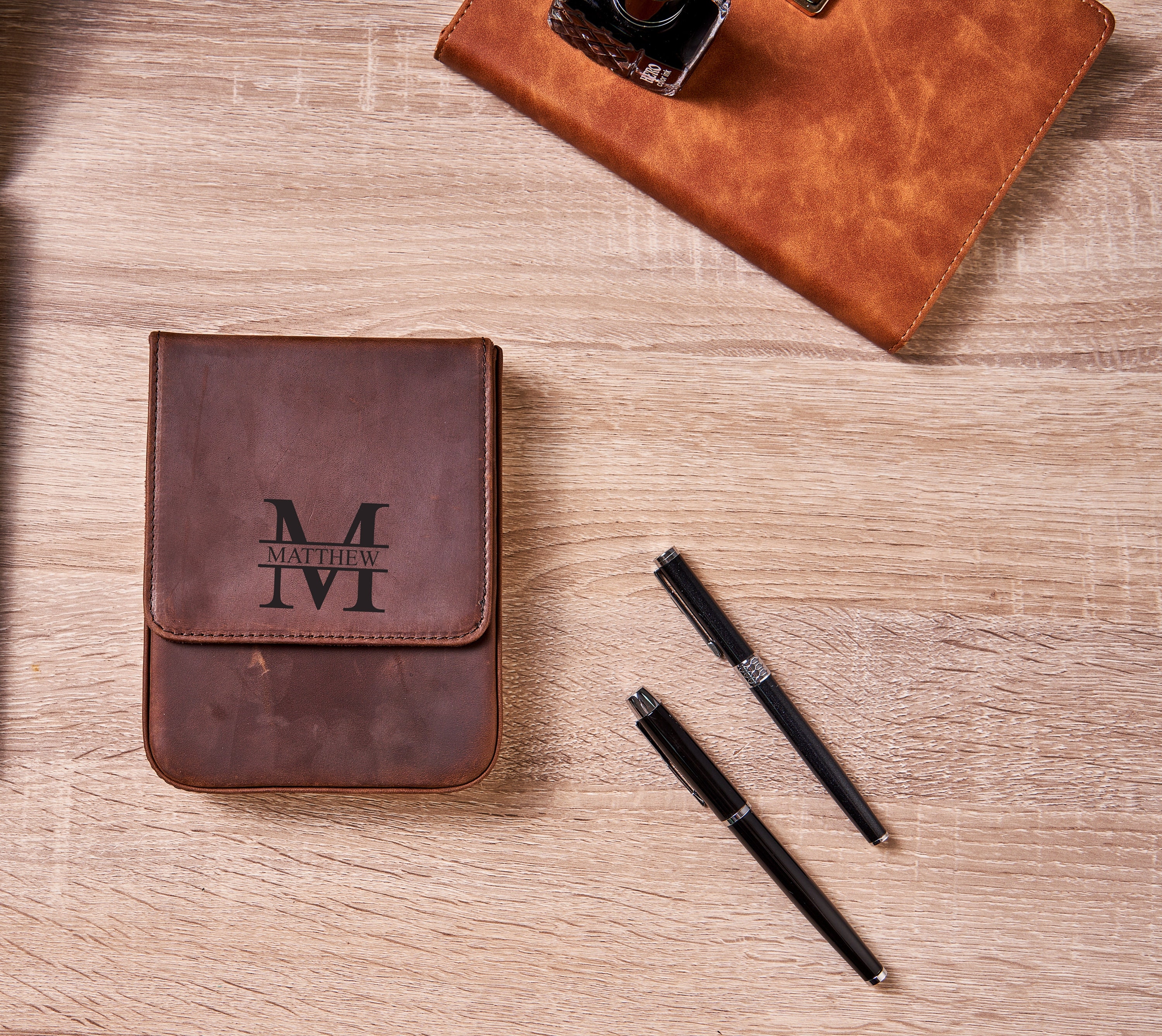 Personalized Leather Pen Case, 3/6/12 Slots Pen Holder, Travel Pen Case, Pen Display Box, Pen Storage Organizer, Gift for Him, Fathers Day
