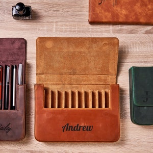 Astuccio portapenne in pelle personalizzabile, portapenne stilografiche, espositore per penne da 3/6/12 penne, contenitore portaoggetti, custodia da viaggio per penne, regalo per la festa del papà