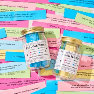 Color Coded Bible Verses,Read Me When Jar, Scripture Jar, God's encouragement, Christian gift, mental health, anxiety, confirmation gift