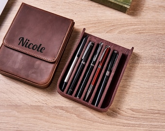 Personalized leather Pen Case, 3/6/12 Slots Pen Holder, Travel Pen Case, Pen Display Box, Pen Storage Organizer,Gift For Him, Father's Day