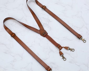 Groomsmen Gifts Brown Leather Suspenders, Personalise Leather Suspenders, Wedding Gifts, Anniversary Gifts, BestMan Gifts, Groomsman Gift