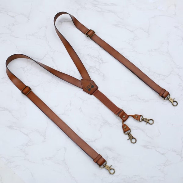 Groomsmen Gifts Brown Leather Suspenders, Personalise Leather Suspenders, Wedding Gifts, Anniversary Gifts, BestMan Gifts, Groomsman Gift