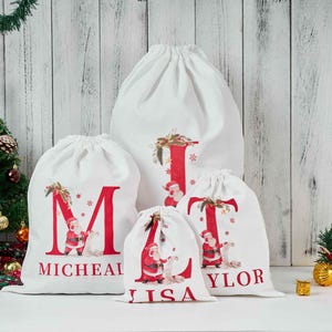 Personalised Christmas Sack, Santa Sack, Personalised Christmas Toy Sack - Name & Initial, , Snowman stocking, Christmas Gift Bag