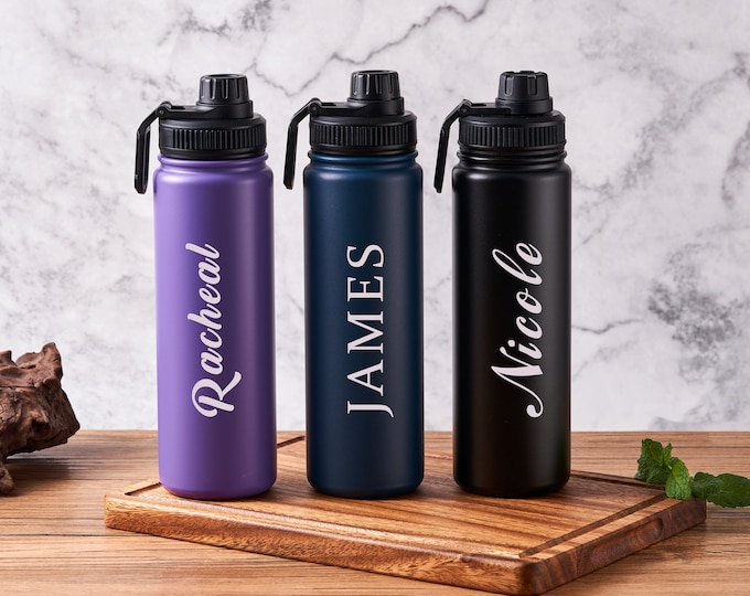 Gravierte Wasserflaschen, personalisierte Thermosflasche, Namenswasserflasche, benutzerdefinierte Wasserflasche, Valentinstagsgeschenk, Groomsman Geschenk