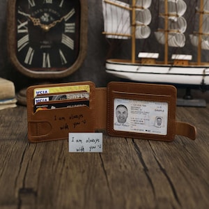 Mens Personalized Leather Wallet, Money Clip, Gifts for Man, Anniversary Gifts for Dad, Money Clip, Husband Gift, RFID Mens Wallet