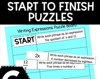6th Grade Start to Finish Puzzles Self Checking Math Station - Math Game Math Games - Puzzle - Sixth Grade Math - Math Worksheet - Practice