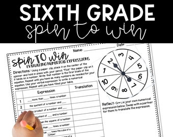 6th Grade Math Centers: Spin to Win - Full Year Activity