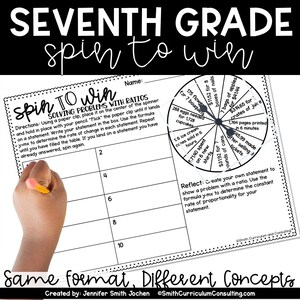 7th Grade Spin to Win - Full Year Math Centers for Math Workshop - Math Activity - Math Station - Seventh Grade