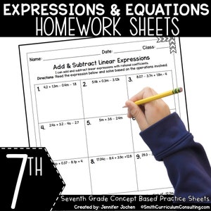 以下が含まれることがあります： 7年生の数学のための白黒の印刷可能なワークシート。ワークシートのタイトルは「線形式の加算と減算」。ワークシートには、有理係数を持つ線形式の加算と減算を含む問題が9つあります。