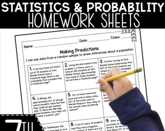7th Grade Statistics & Probability Practice Sheets (Printable)
