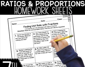 7th Grade Ratios & Proportions Homework: Math Practice Sheets (Printable)