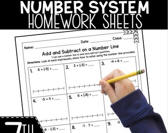 7th Grade Number System Practice Sheets: Math Homework (Printable)