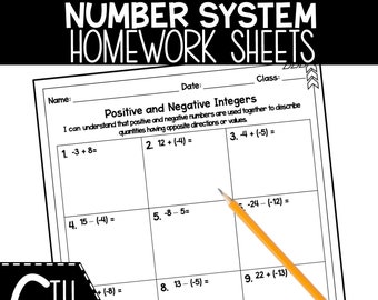6th Grade Number Systems Practice Sheets: Math Homework (Printable)
