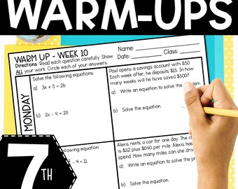 7th Grade Math Warm-Ups: Second Quarter Daily Practice