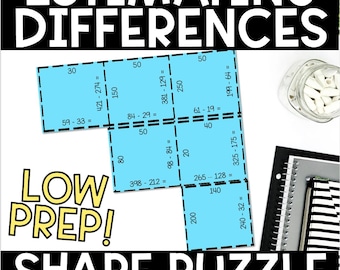 Estimating Differences Puzzle Subtraction Estimation Shape Activity for 4th-5th