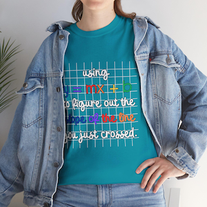 Funny Math Shirt - Using y mx b to Figure Out the Slope You Just Crossed - Sarcastic Teacher Shirt - Math Humor Tee - Sizes Up to 5X
