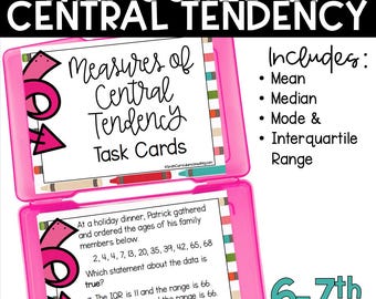Measures of Central Tendency Task Cards Mean, Median, Mode and IQR TEKS 6.12 Sixth Grade Math