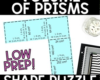 Volume of Prisms Puzzle – Geometry Shape Activity for 6th–8th Grade Tarsia