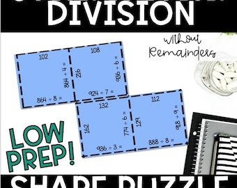 3-Digit by 1-Digit Division Puzzle No Remainders Long Division 4th & 5th Tarsia