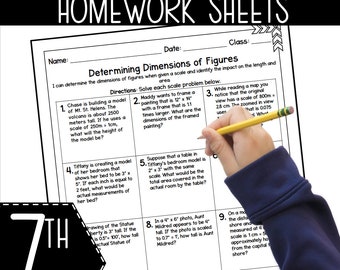 7th Grade Geometry Practice Sheets: Area, Volume (Printable)