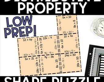 Distributive Property Puzzle – Algebra Shape Activity for 6th–8th Grade Tarsia