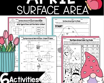 April Surface Area Practice: 6th-8th Grade Math Worksheet (Printable)