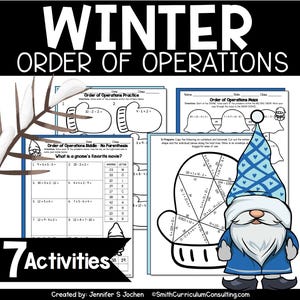 Winter Math: Order of Operations Practice, 4-5th Grade (Printable)