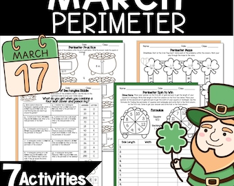 March Perimeter Math: 4-5th Grade Worksheet Packet (Printable)