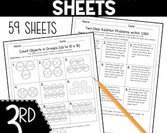 3rd Grade Math Homework Sheets for Full Year EDITABLE Template Practice Sheets Third Grade