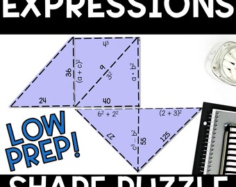 Evaluate Expressions with Exponents Puzzle – Algebra Shape Activity for 6th–8th