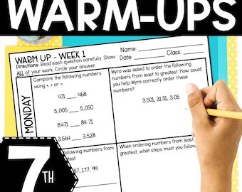 7th Grade Math Warm-Ups: First Quarter - Daily Review